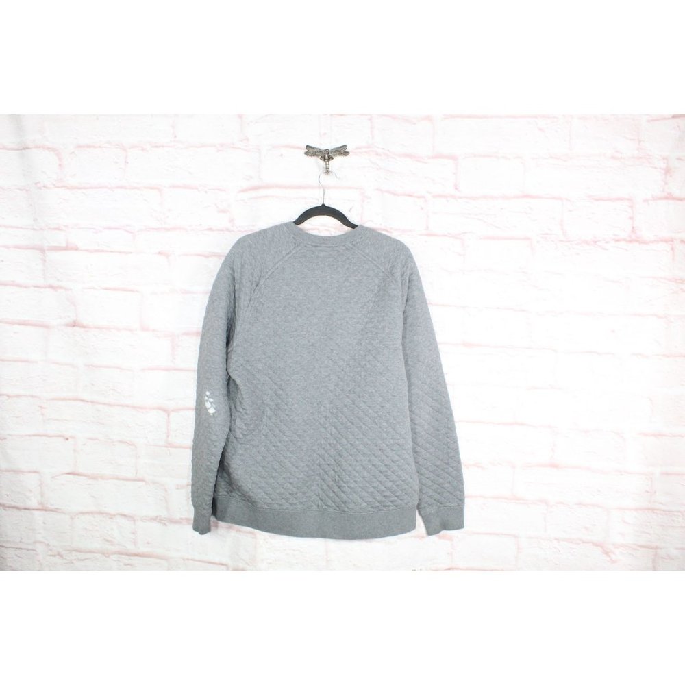 LL Bean Gray Heather Quilted Crewneck Cozy Comfort Pullover Sweatshirt L - Picture 7 of 11